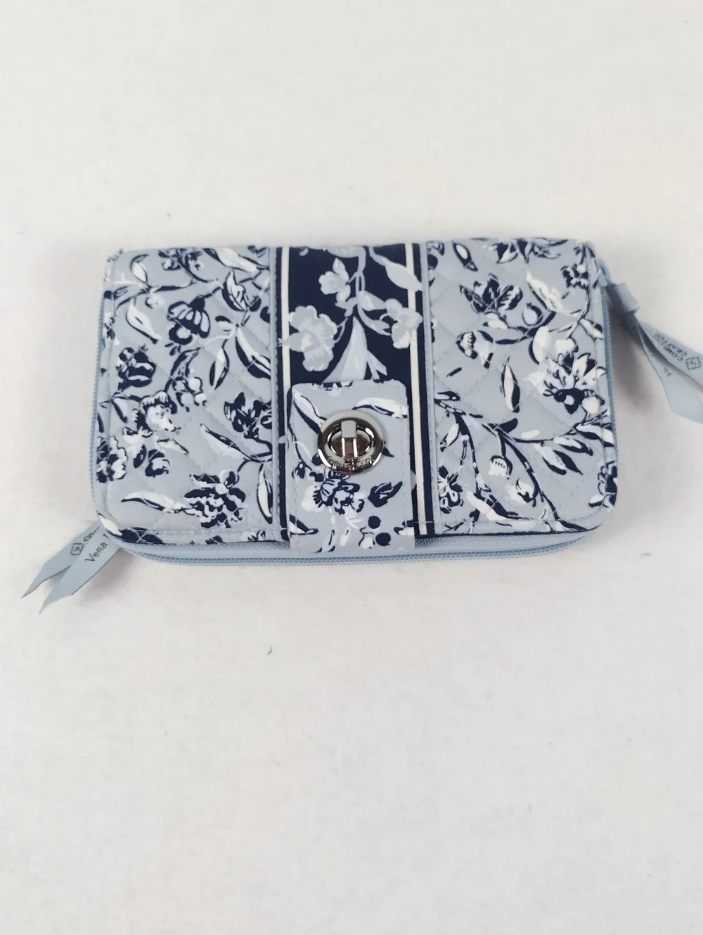 Vera Bradley Teal and Navy Zip Around Clutch Wallet